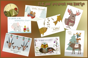 postkaarten Animal Tails Kerst en Nieuwjaar